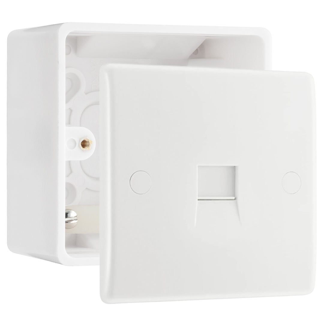 BG Electrical Single RJ11 Data Outlet Socket (Screw) & 50mm Pattress ...
