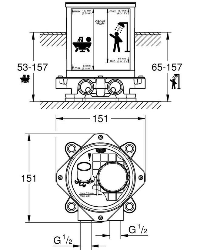 GROHE Rough-In Set 1/2